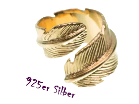 Offener Ring Feder (925 Silber)